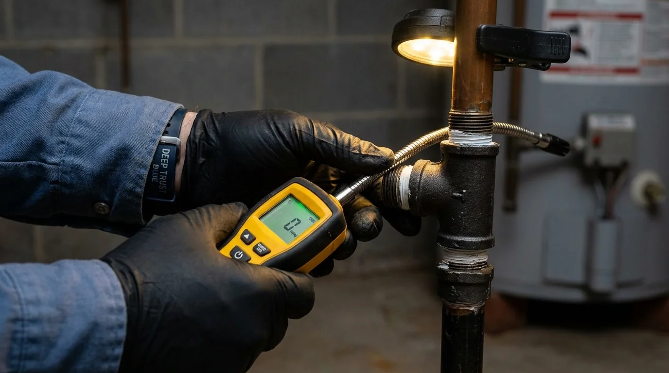 Gas leak detection with electronic sniffer by Johns Plumbing LLC in Medina